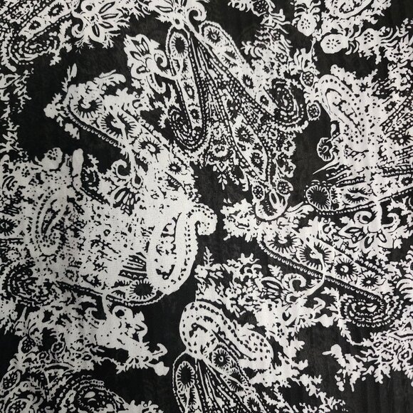 Serenade Women's Shirt w/flare Sleeves, Black and White, Sz LG - Picture 5 of 5